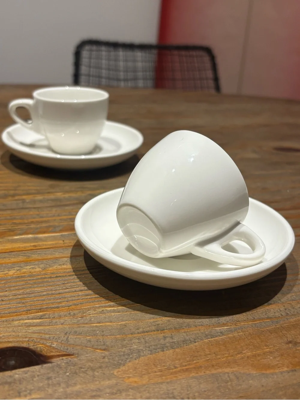 Classic White Ceramic Espresso Cup & Saucer Set - 2 Pack